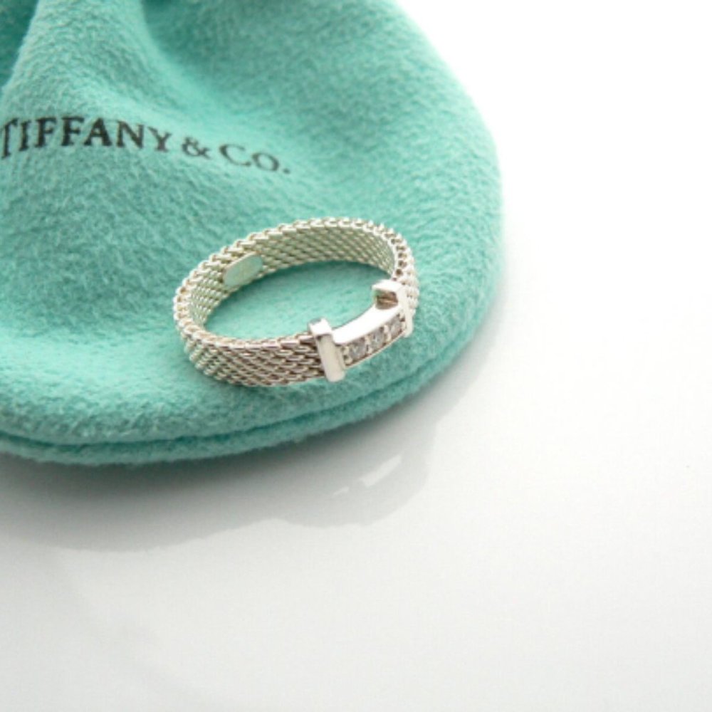 MINT!! Dynamic Tiffany & Co Sterling Silver Somerset Mesh Ring - Sz 4
